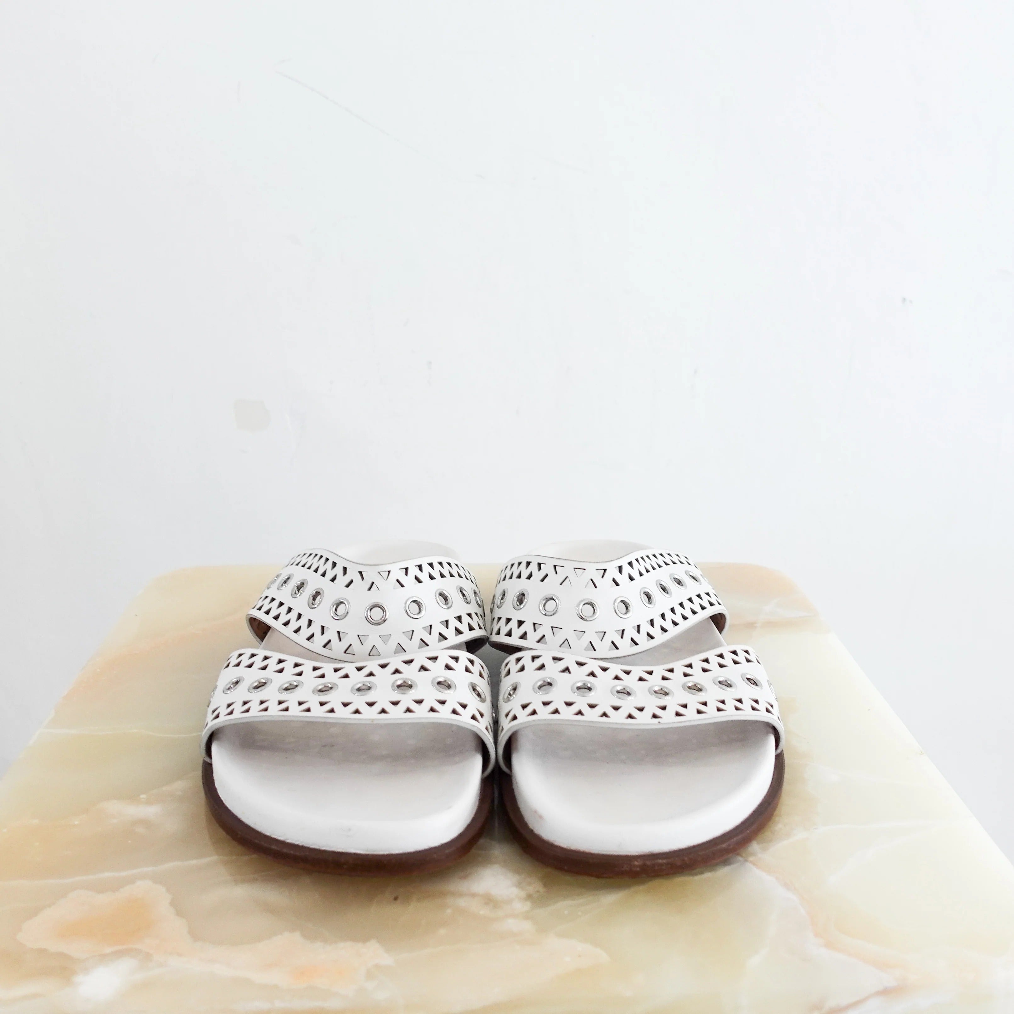 Perforated Sliders in white
