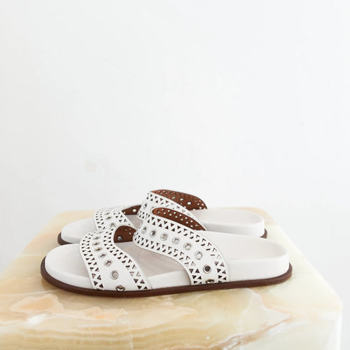 Perforated Sliders in white