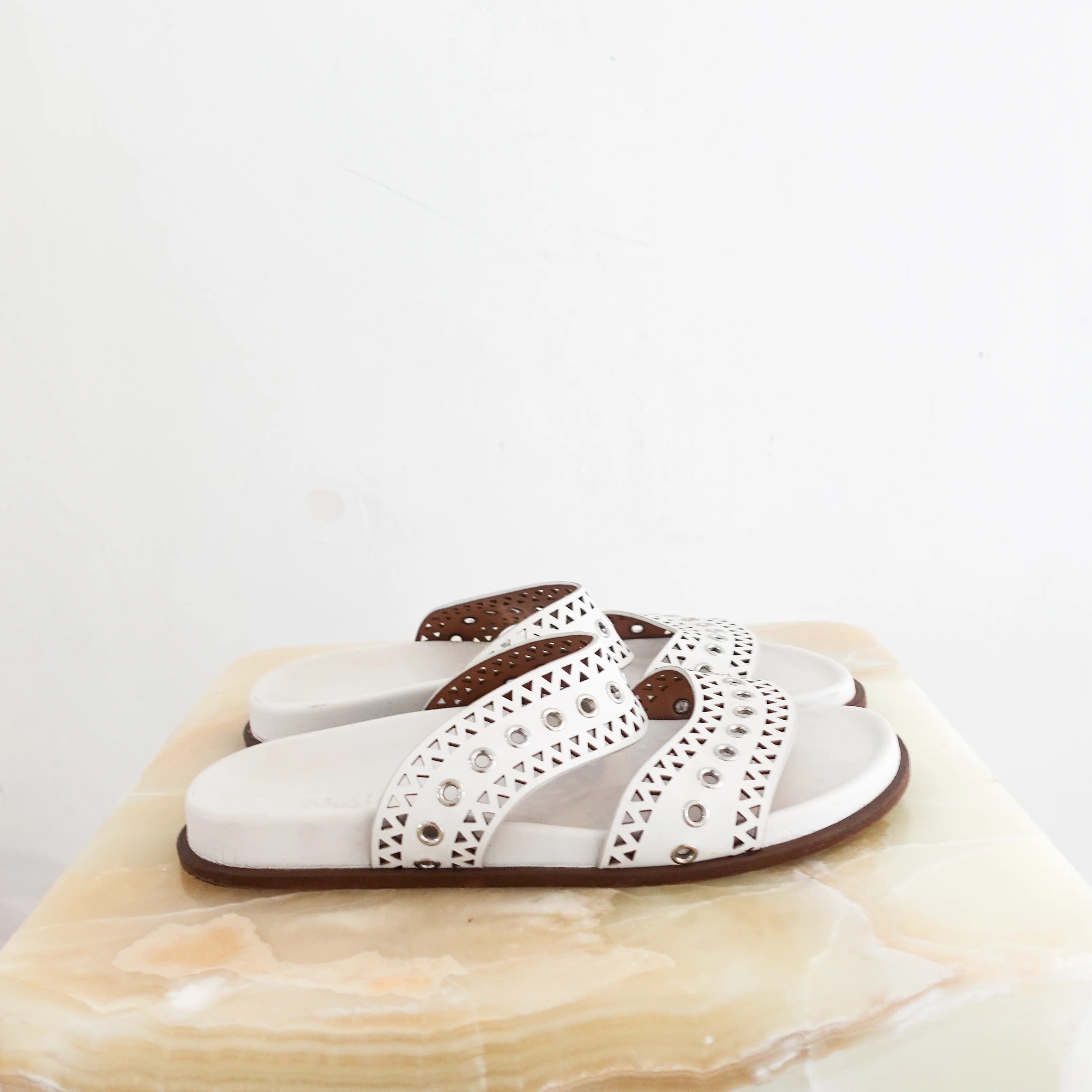 Perforated Sliders in white